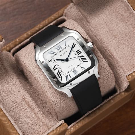 rubber strap cartier santos|cartier santos large leather strap.